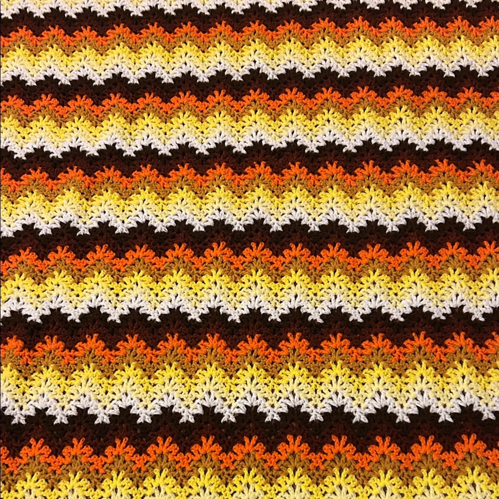 Vintage Colorful Crochet Blanket. 80 by 50. - Picture 3 of 5